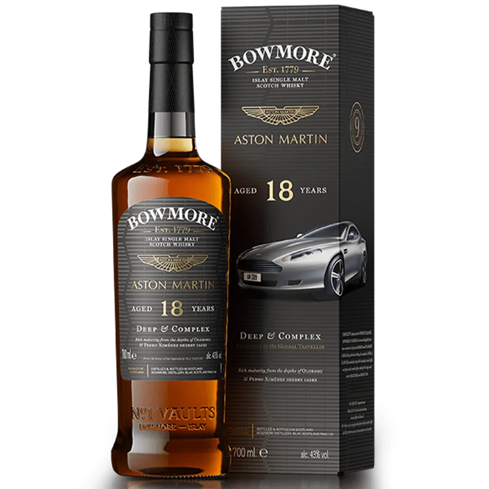 Bowmore Aston Martin 18 Year Old bottle with box 