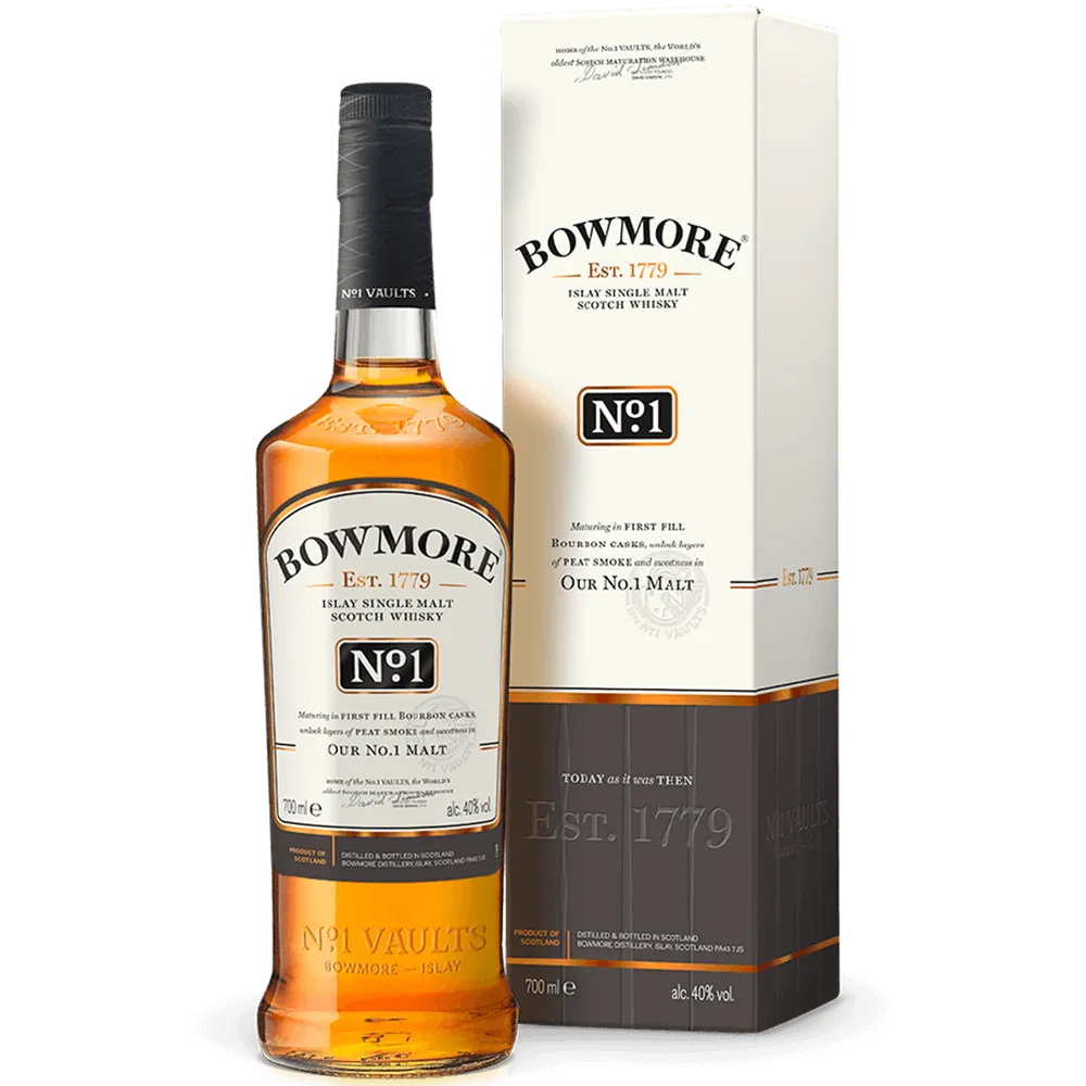 Bowmore Number 1 Vaults bottle with box