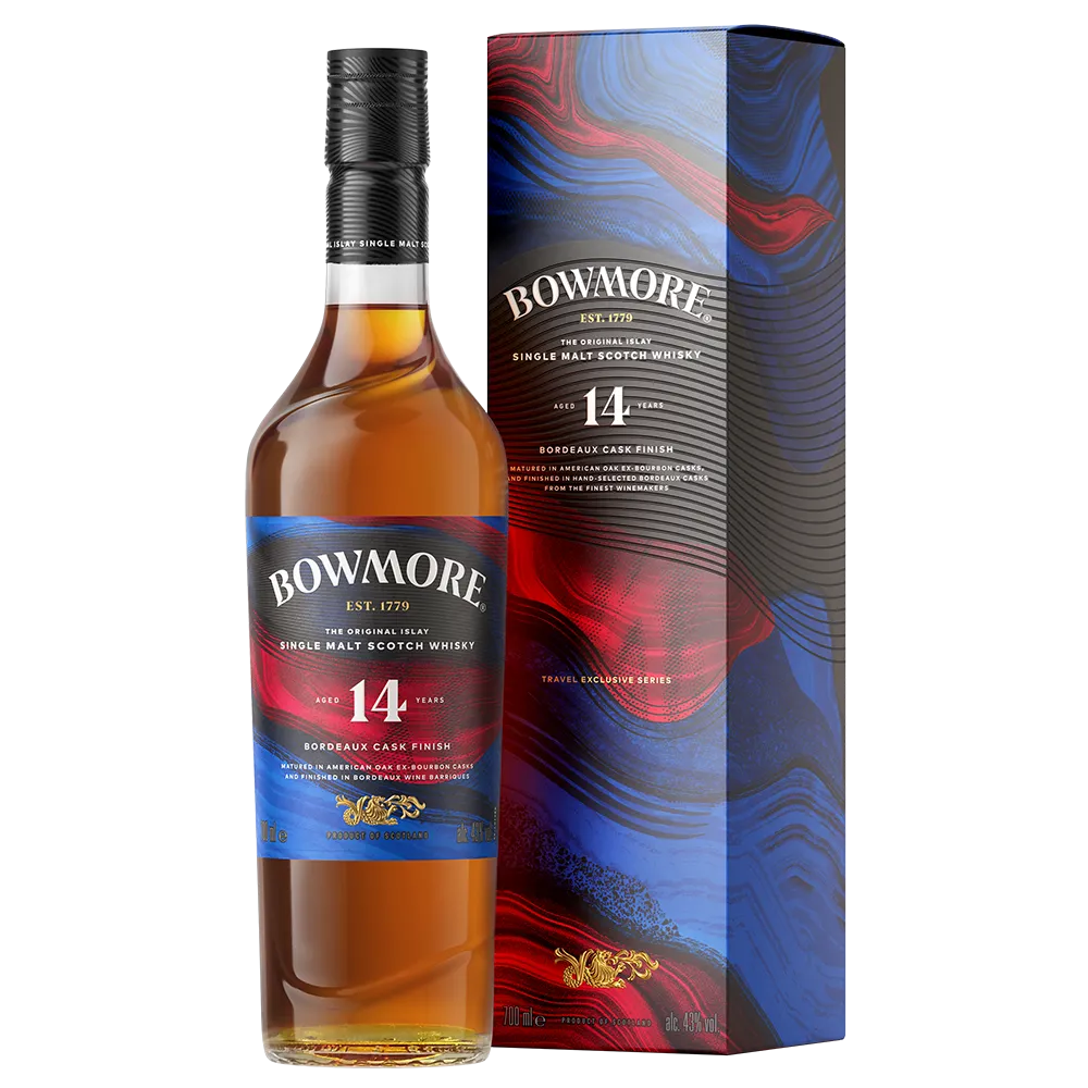 ALT TEXT   Bowmore 14 year old Bordeaux wine finish and box