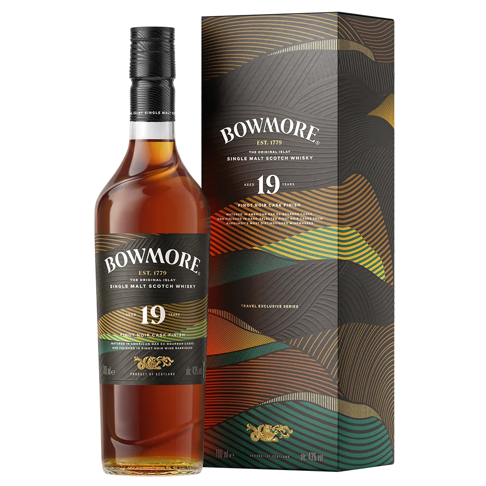 Bowmore 19 year old pinot noir cask finish and box