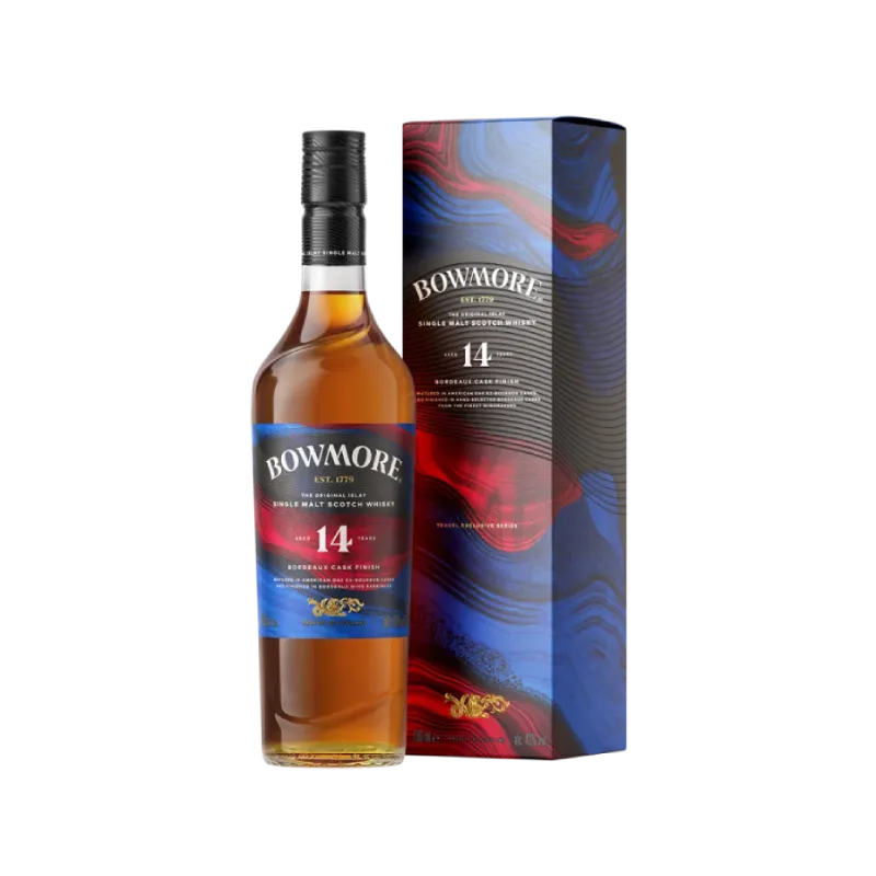   Bowmore 14 year old Bordeaux wine finish and box