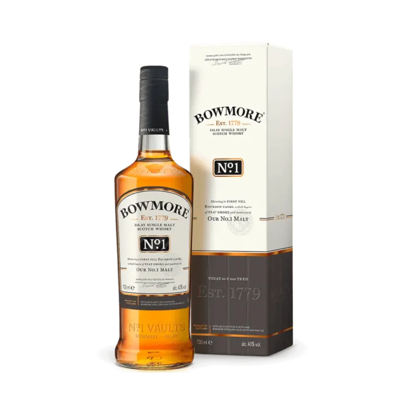 Bowmore Number 1 Vaults bottle with box